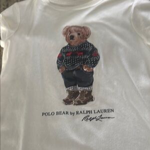 Ralph Lauren White Polo Bear Short Sleeve NWT small stain see pic